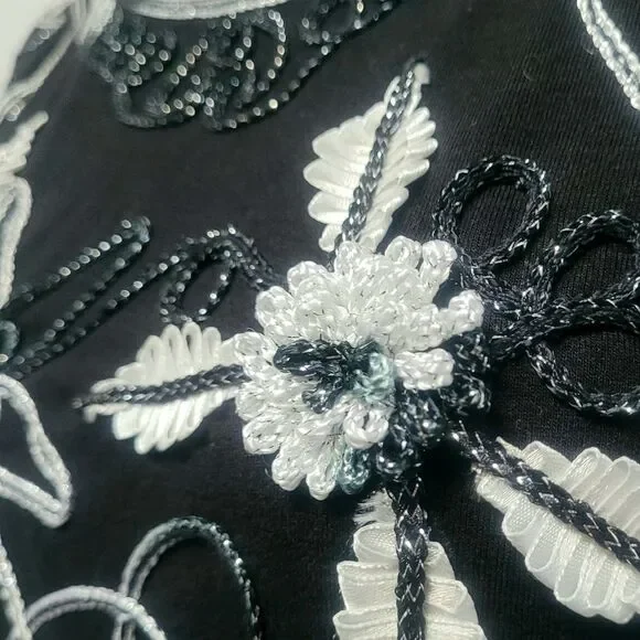 Lauren Michelle Tank Top Sparkle Braided Embellishments Silver Bling Large New - Picture 2 of 9